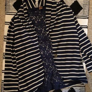 Stripped lace blazer